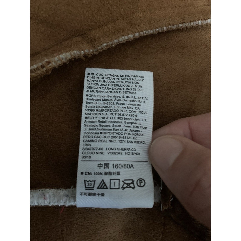 Old Navy Women Jacket Coat Sherpa Faux Suede Sz XS Oversized Ivory Tan Snaps - Picture 12 of 14